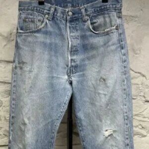 Levis 501 Jeans Vtg 70s 80s Made in USA Distressed Whiskered Fading 31x30 Actual
